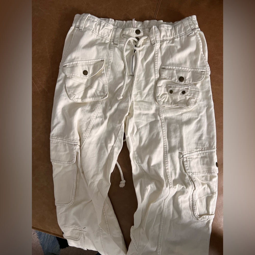 Free people white drawstring cargo pants
